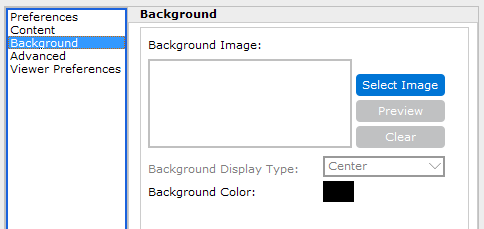 The Background screen in the Excel Setup dialog